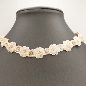 Handmade Glass Seed Bead floral choker vintage necklace